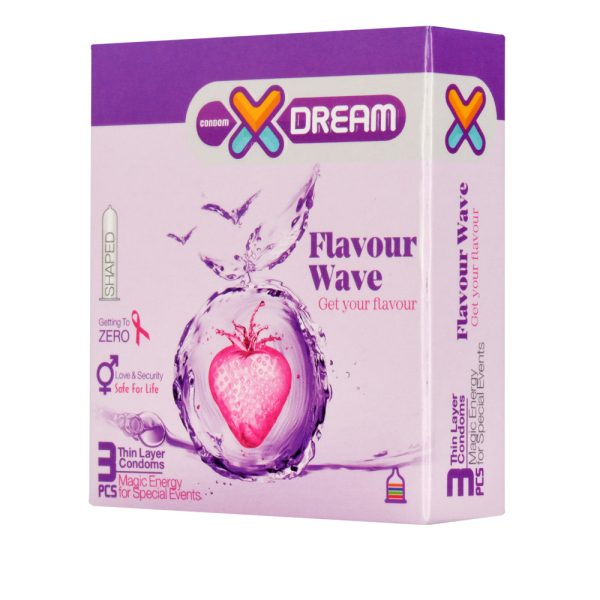 کاندوم ایکس دریم مدل Flavour Wave بسته 3 عددیxdream - Flavour Wave Condoms 3pcs